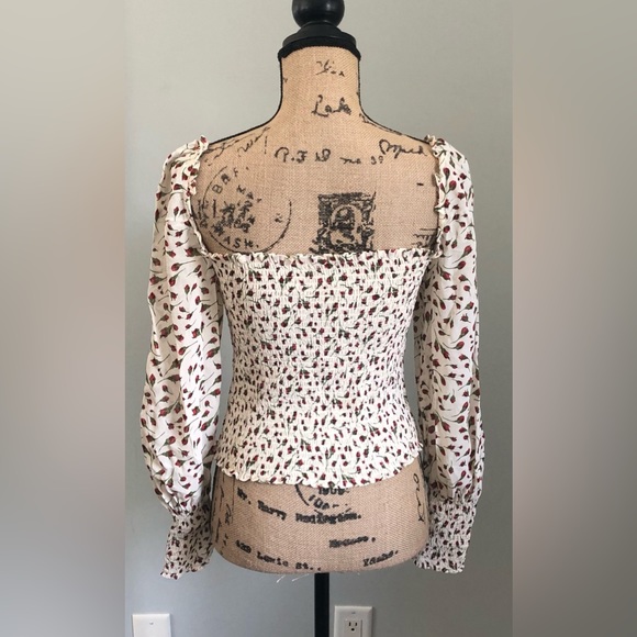 REFORMATION PUFF SMOCK SQUARE NECK FLORAL PRINCESSCORE COTTAGECORE ROYALCORE TOP - Picture 2 of 9